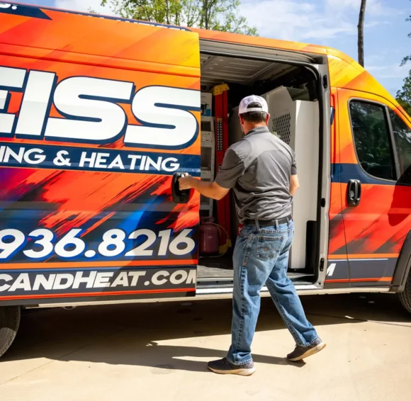 Weiss HVAC and Plumbing service van in Montgomery Count