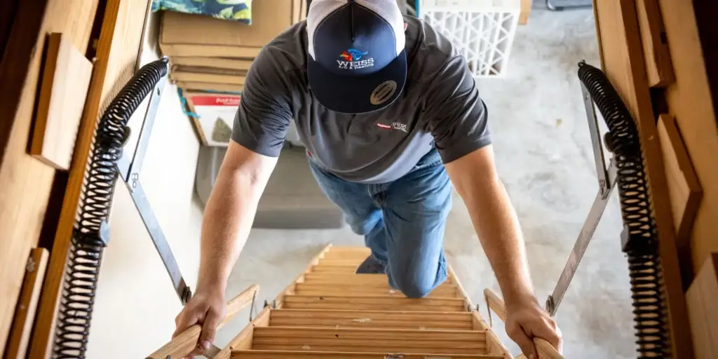 Weiss tech going up to attic