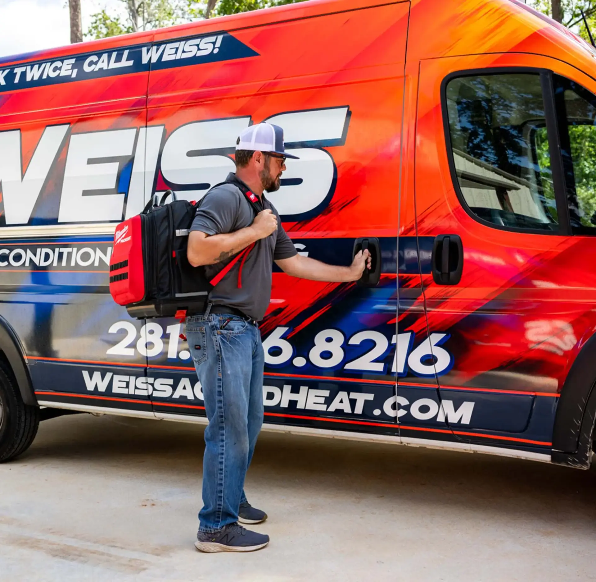 tech getting out of van