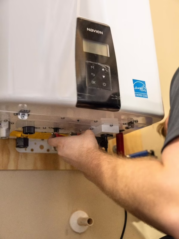 Tankless water heater installation by Weiss Air Conditioning & Plumbing.